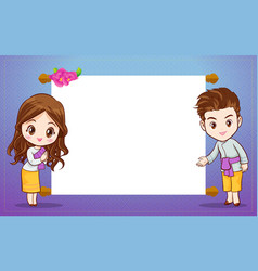 Thai Couple Cartoon Character In Traditional