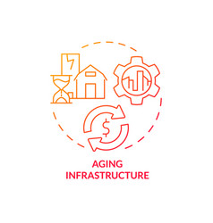 Aging Infrastructure Red Gradient Concept Icon