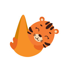 Cute Little Sleeping Tiger Cartoon Animal