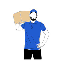 Delivery Man Holding Box On Shoulder