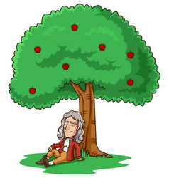 Isaac Newton Under Apple Tree Cartoon Clip Art