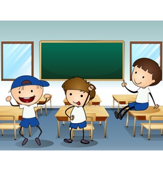 Three Boys Laughing Inside The Classroom