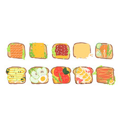 Healthy Toasts Top View Sandwich With Topping