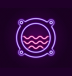 Glowing Neon Line Ship Porthole With Rivets