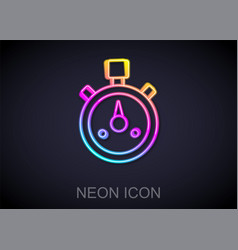 Glowing Neon Line Stopwatch Icon Isolated On