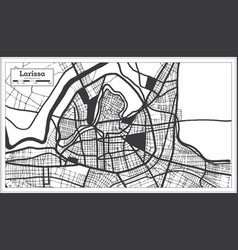 Larissa Greece City Map In Black And White Color