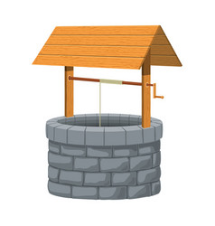 Old Village Stone Water Well With Wooden Roof