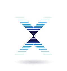 Dark Blue Striped Icon For Letter X