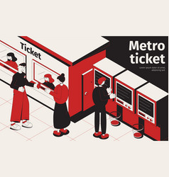 Metro Ticket Isometric Poster