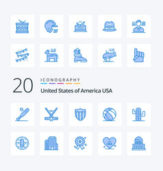 20 Usa Blue Color Icon Pack Like Cactus American