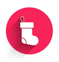 White Christmas Stocking Icon Isolated With Long