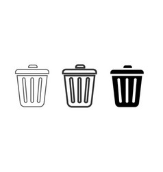 Bin Icon Set Trash Can Symbol