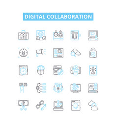 Digital Collaboration Line Icons Set