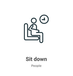 Sit Down Outline Icon Thin Line Black Down