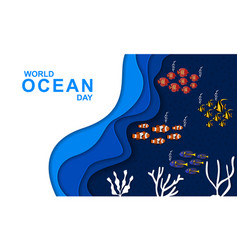 World Ocean Day Salt Water Fish Banner Poster