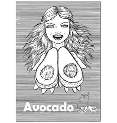 Young Beautiful Woman Holding Avocado