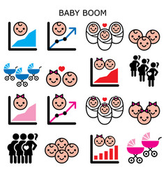 Baby Boom Baboomer Generation Icons Set