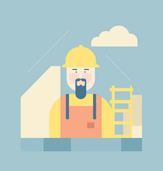 Bearded Construction Worker With Helmet