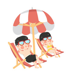 Couple Relax Sit On A Beach Chair Summer