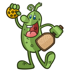 Crazy Goofy Pickleball Cartoon Mascot Posing