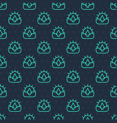 Green Line Sunrise Icon Isolated Seamless Pattern