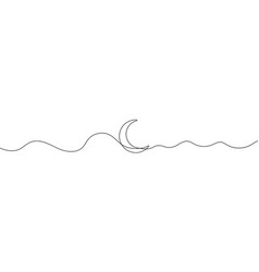 Continuous Linear Drawing Of Moon Icon One Line