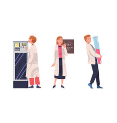 Man And Woman Scientist Character In White Coat