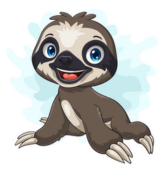 Cartoon Funny Baby Sloth Sitting