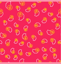 Line Priest Icon Isolated Seamless Pattern On Red