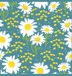 Seamless Pattern With Chamomile And Buttercups