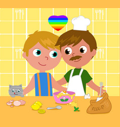 Gay Couple Cooking Happily