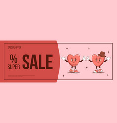 Banner Design For Retro Happy Valentines Day With