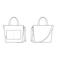 Bag fashion flat technical drawing template Vector Image