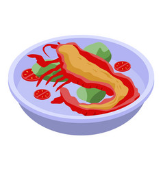 Lobster Salad Icon Isometric Style