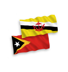 Flags Of Brunei And East Timor On A White