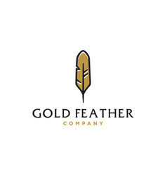 Simple Gold Feather Logovintage Line Quill Pen