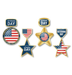 Veterans Day Logo Set Realistic Style