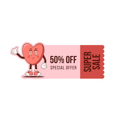 Voucher Cupon Design For Retro Happy Valentines