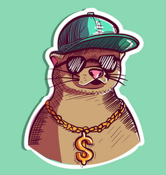 Digital Art Of A Thug Otter Wearing A Hip Hop Hat