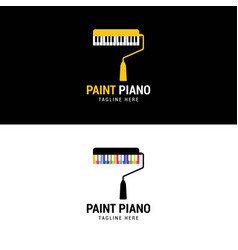 Hand Roll Paint Brush Piano Logo Design Stock