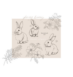 Spring Flowers And Easter Bunnies Clipart