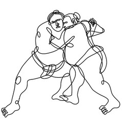 Two Japanese Sumo Wrestler Or Rikishi Wrestling