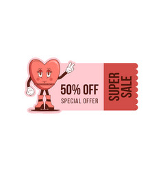 Voucher Cupon Design For Retro Happy Valentines