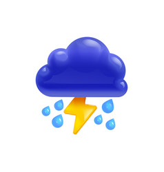 Cartoon Cloud With Raindrops And Lightening Bolt