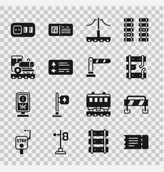 Set Train Ticket Road Barrier Broken Rails