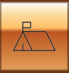 Black Line Protest Camp Icon Isolated On Gold