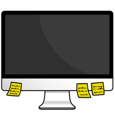 Computer Monitor With Sticky Notes Drawing