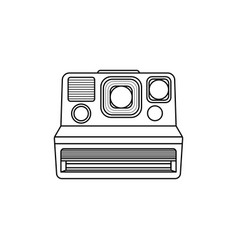 Instant Camera Outline Icon On Isolated White