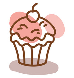 Muffin With Cherry On Top On A White Background