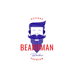 Old Beard And Hairstylist Logo Design Vintage